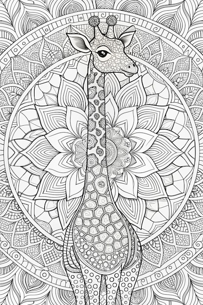 a black and white ornamental drawing of a peacock with a floral pattern