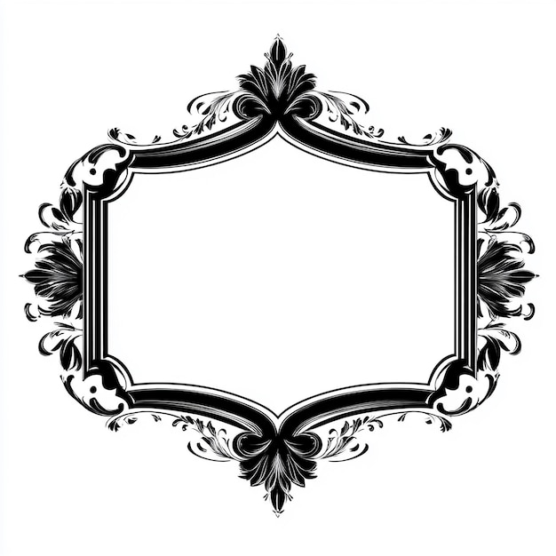 Black and white ornate frame with intricate floral details