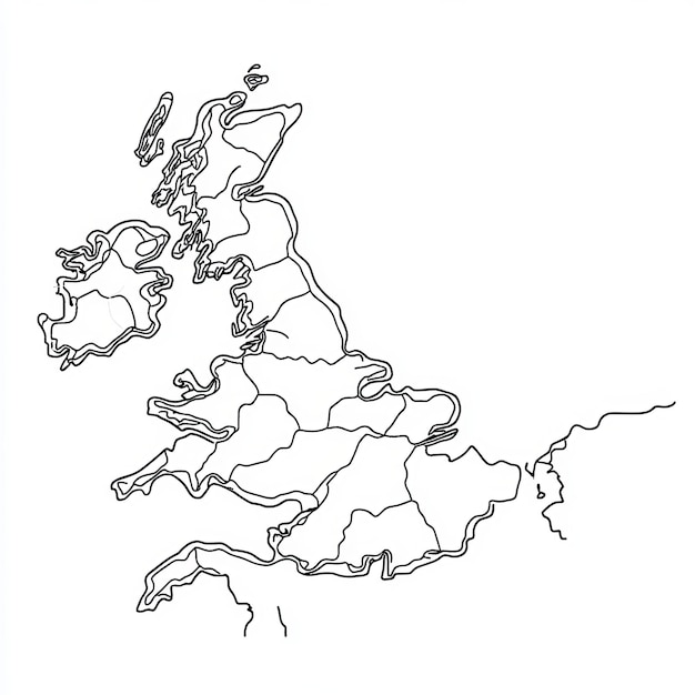 Photo black and white outline map of the european union vector illustration