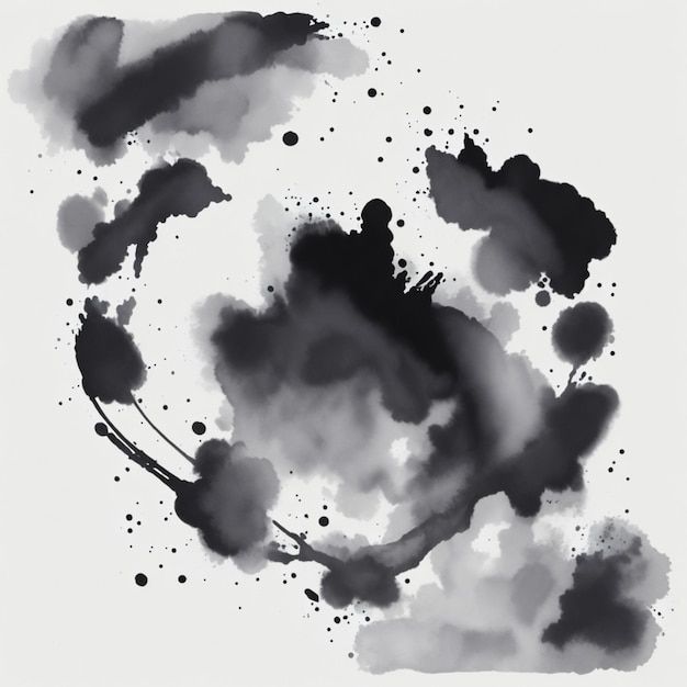 a black and white painting of a black cloud with a black circle in the middle