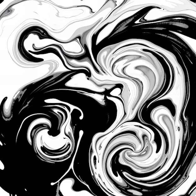 Photo a black and white painting of a black and white swirl