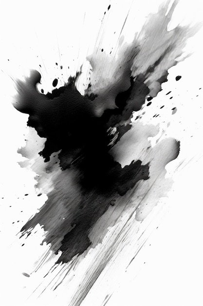 A black and white painting of a paint splash.