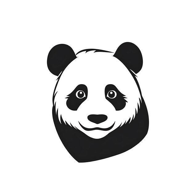 Photo black and white panda bear face illustration