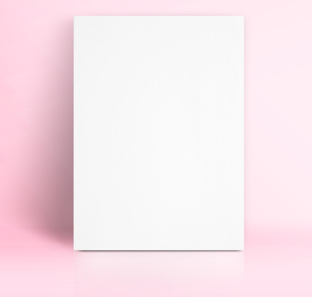 Black White paper poster lean at pastel pink color studio room