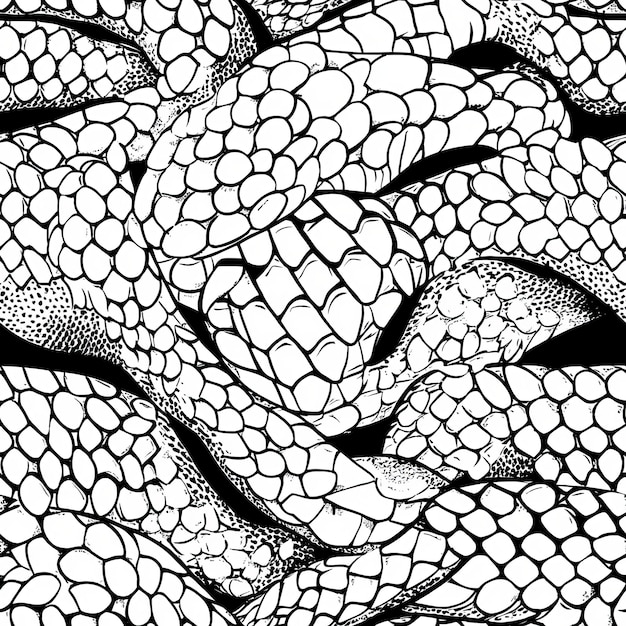 Photo a black and white pattern of snakes