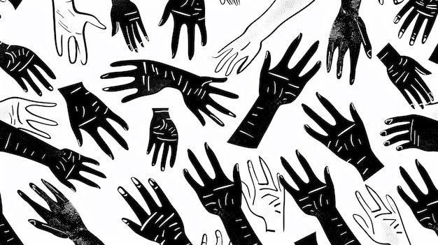 Photo black and white pattern with different hands