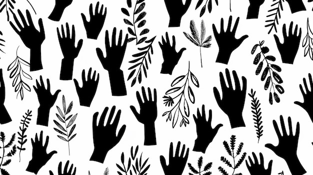 Photo black and white pattern with different hands