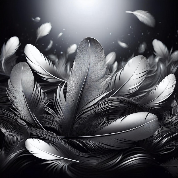 Photo a black and white photo of a black and white feathered plant