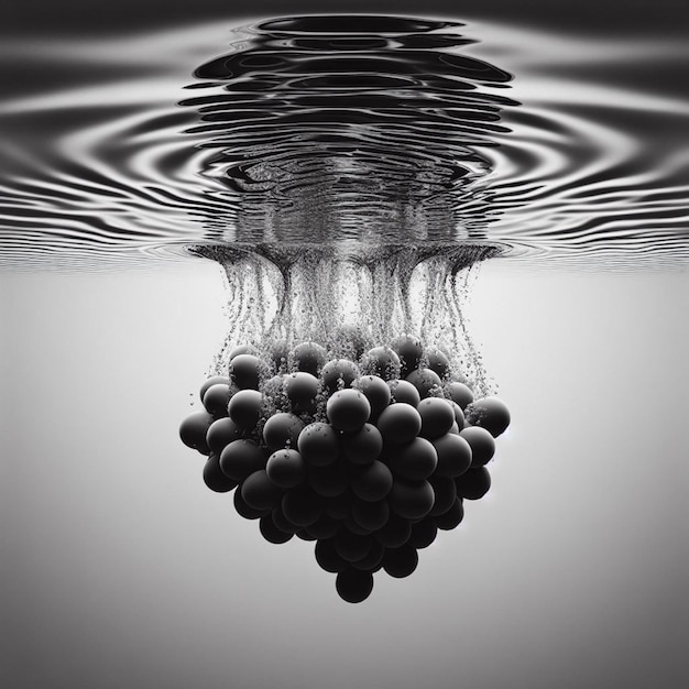 Photo a black and white photo of a bunch of grapes in the water