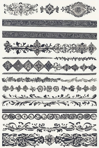 Photo a black and white photo of a collection of various designs and designs