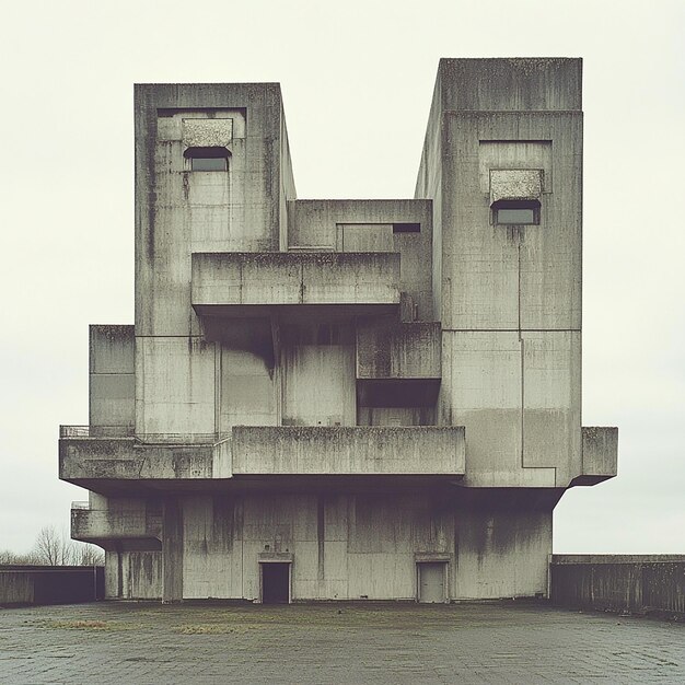 a black and white photo of a concrete structure with a bird on it