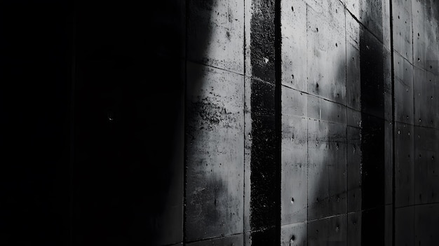 A Black and White Photo of a Concrete Wall with Two Vertical Lines