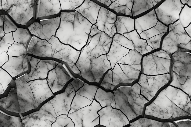 A black and white photo of a cracked cracked cracked earth.