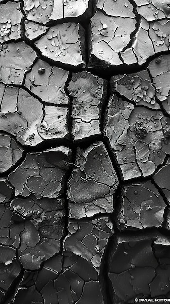 a black and white photo of a cracked and cracked wall of a burnt out log