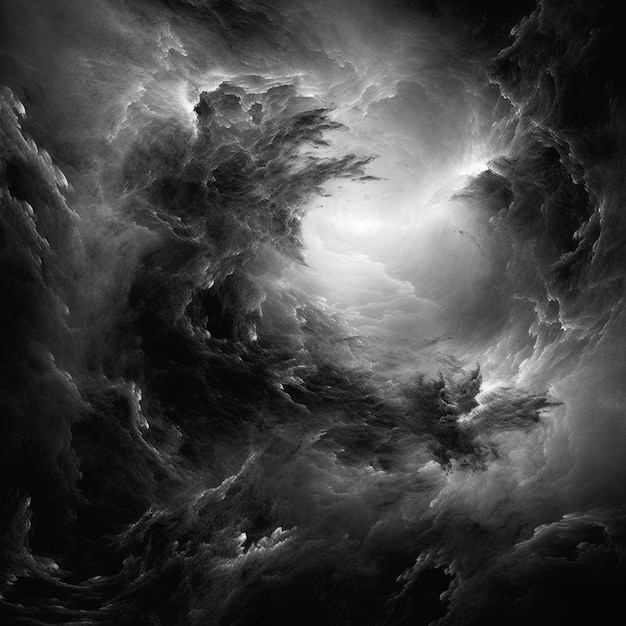 A black and white photo of a dark cloud filled sky generative ai