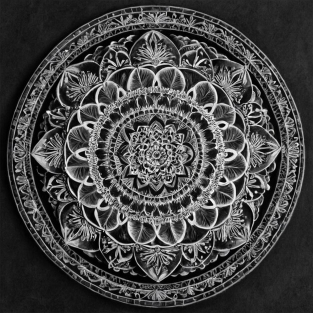 a black and white photo of a design on a black background