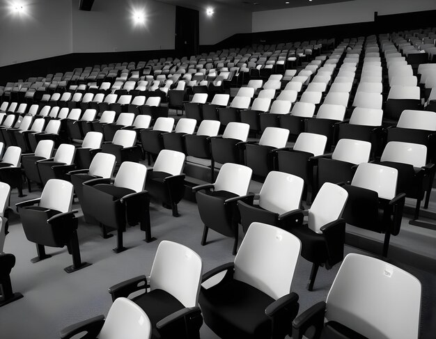 Photo a black and white photo of an empty auditorium with empty seats