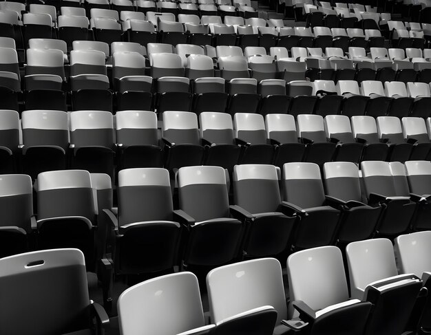 Photo a black and white photo of an empty stadium with a lot of seats in it