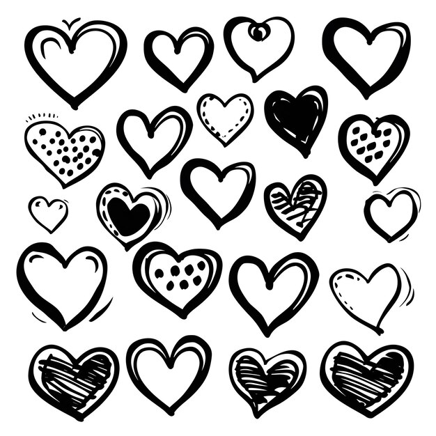 Photo a black and white photo of hearts with a white background