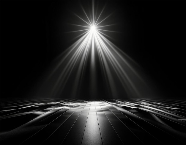 a black and white photo of a light that is lit up with a light shining on it