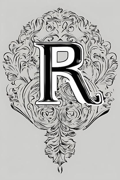 Photo a black and white photo of a logo with the letter r on it