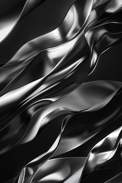 Photo a black and white photo of a metallic surface with a silver background