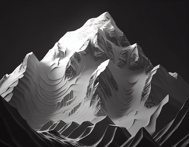 Black and white photo of a mountain generative ai