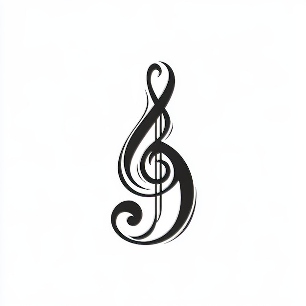 Photo a black and white photo of a musical note with a swirl design