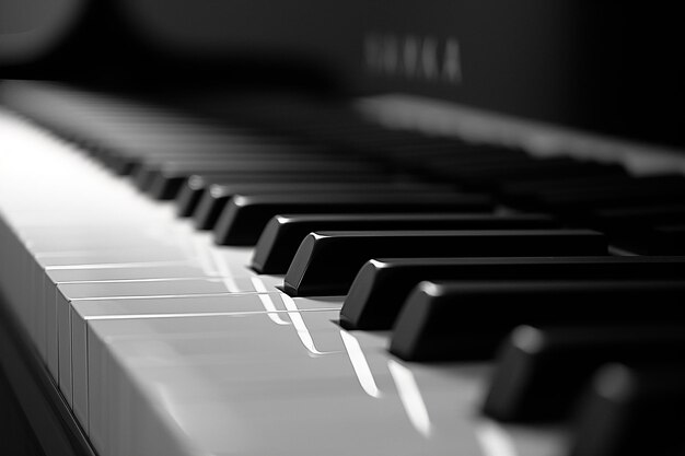 a black and white photo of a piano keyboard with the word quot on the bottom