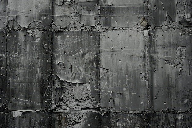 Black and white photo of a rustic concrete wall with visible wear and tear Rustic concrete wall with visible wear and tear