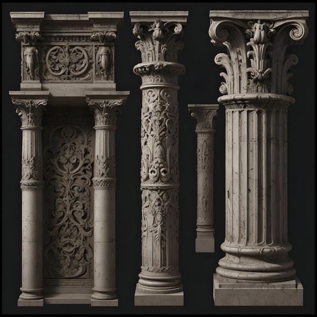 a black and white photo of several columns and one with the other with the other one in the middle