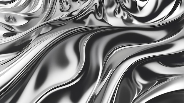 Photo a black and white photo of a silver metallic surface