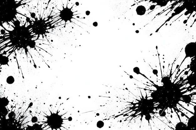 Photo a black and white photo of splatters of paint on a white background