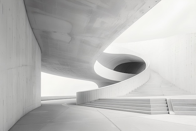 A black and white photo of a staircase in a building