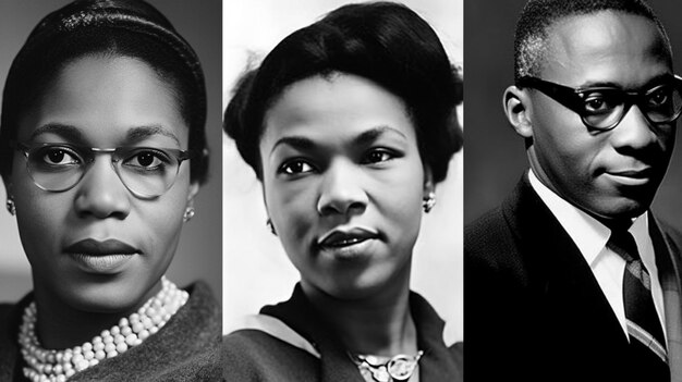 Photo a black and white photo of three women with glasses and the words black and white on the front.