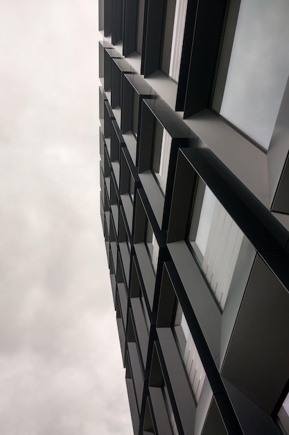 Black and white photo View of the modern office building