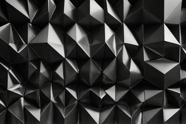 a black and white photo of a wall of black and white geometric shapes