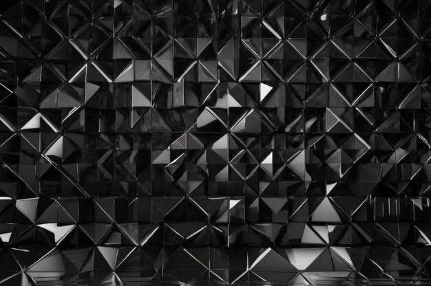 Photo a black and white photo of a wall of geometric shapes