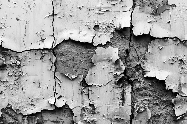 Photo a black and white photo of a wall with peeling paint