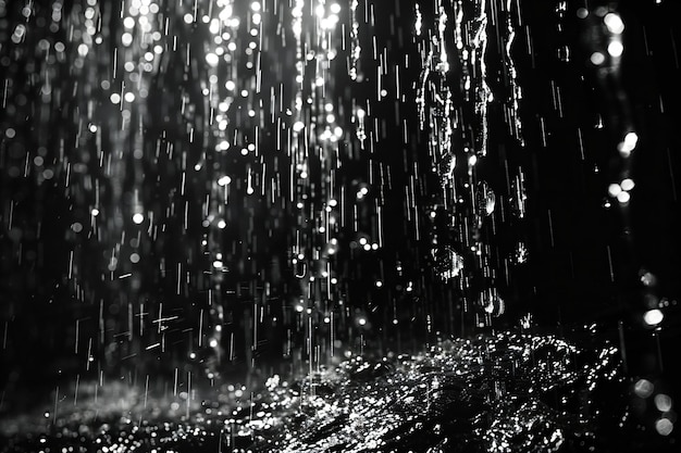 Photo a black and white photo of water falling from a waterfall