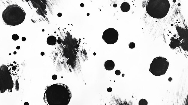 a black and white photo of a white background with black and white circles