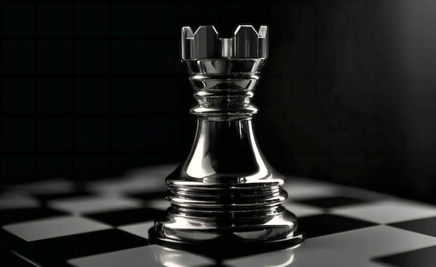 Black and white photograph of a black and white chess piece