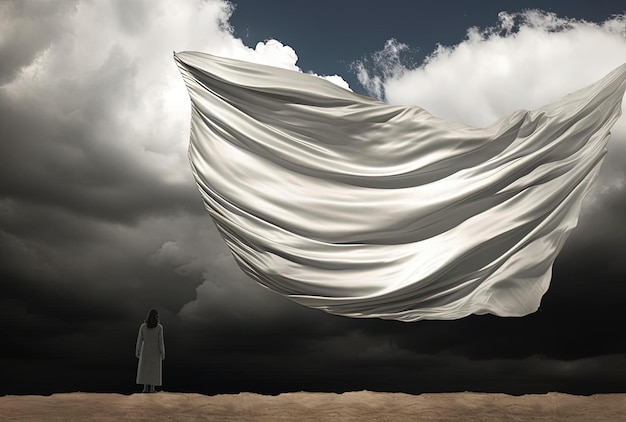 black and white photograph of a tefilah in front of a cloud in the style of painterly lines