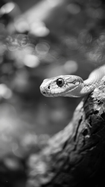 black and white photography Black Mamba CloseUp