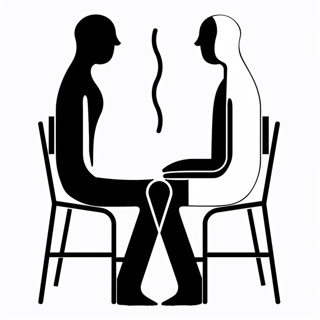 Photo a black and white picture of a man and a woman sitting in a chair