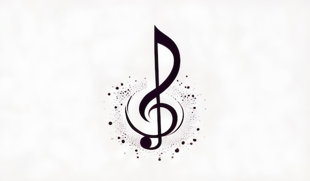 Photo a black and white picture of a music note with a black background