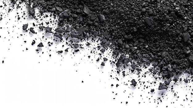 a black and white picture of a pile of black gravel