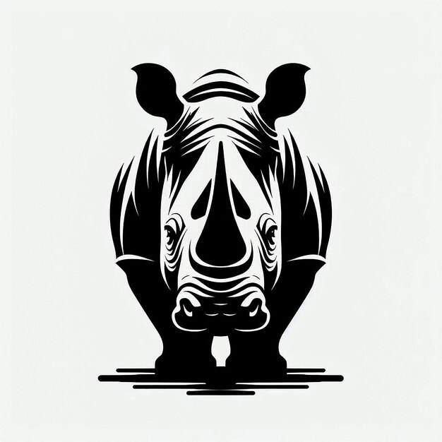 Photo a black and white picture of a rhino with a face on it