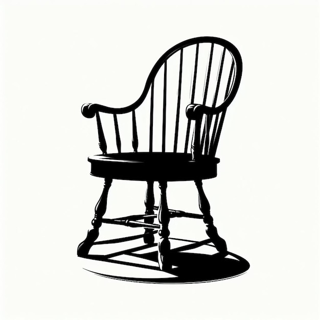 Photo a black and white picture of a rocking chair with the word  the  on it