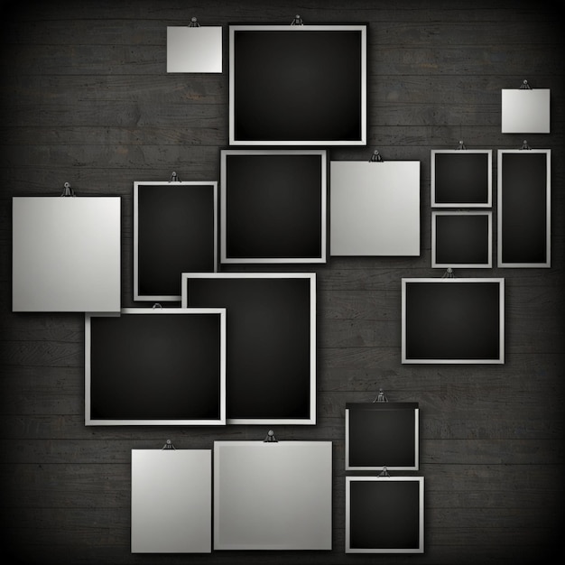 a black and white picture of a row of tvs on a wooden floor